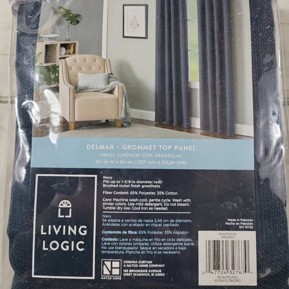 Living Logic Delmar 50" W 84" L Blue Grommet Top Panel NEW. - Picture 1 of 2